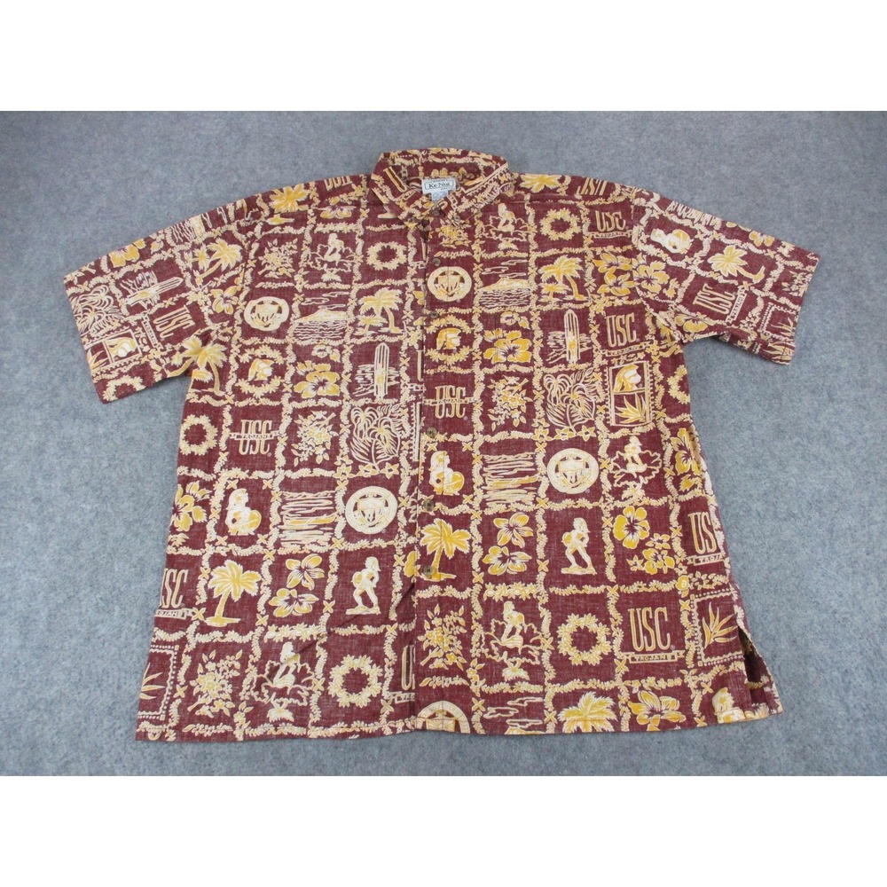 VTG USC Trojans Shirt Mens 2XL Red Ke Nui Hawaiian NCAA College Football USA